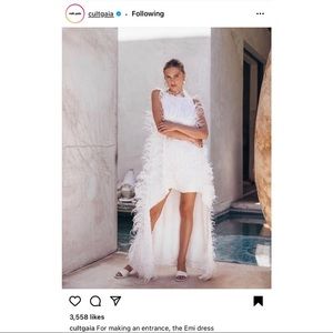 Cultgaia Emi Feather Dress, small. Worn once for rehearsal dinner.